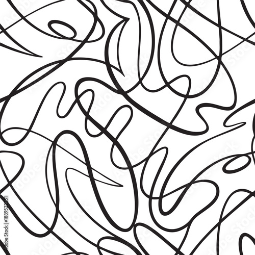 Black and white seamless grunge line texture with hand-drawn wavy lines. Abstract decorative illustration, isolated background, suitable for textile pattern design, fabric, printing design.