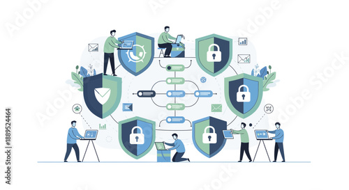 Cybersecurity professionals working together to protect digital information and data.