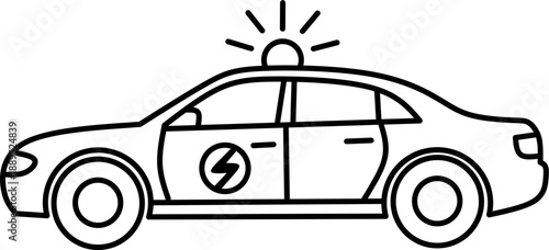 Police patrol car icon for emergency law enforcement and public security protection services