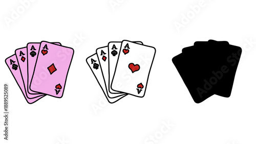 An illustration of playing cards with some cards face up and others face down