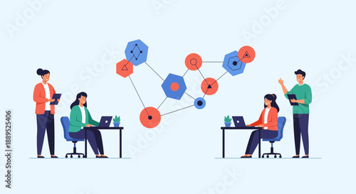 Teamwork and collaboration in a modern office environment data analysis and technology.