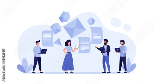 Teamwork and collaboration in a modern office environment with documents.