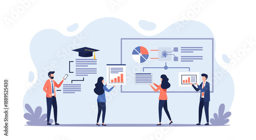 Teamwork and collaboration in business education and data analysis.