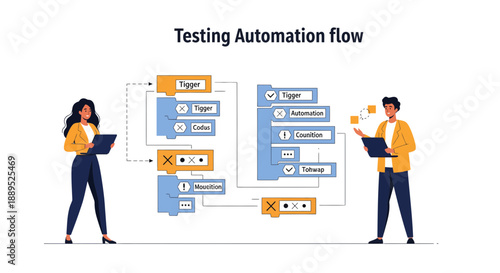 Testing Automation Flow Depicts Software Testers and Automated Processes.
