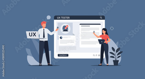 UX testers analyzing user interface design and experience on screen.