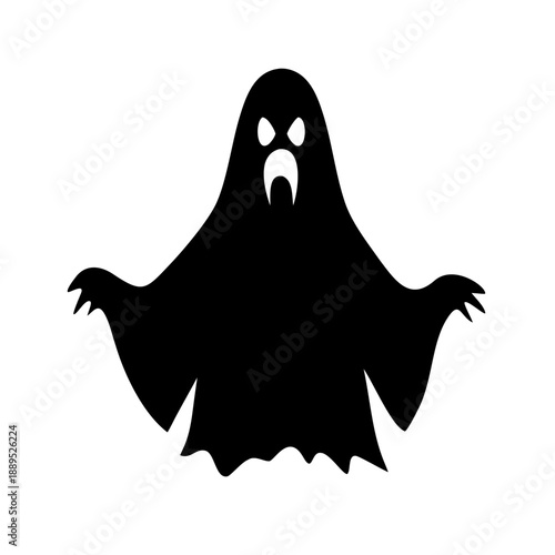 Scary Halloween Ghost Silhouette Vector – Spooky Phantom Spirit Icon for Horror Design