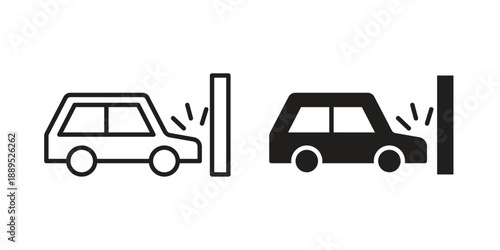 Frontal crash icons suitable for infographics, websites and print media and interfaces. Line vector icon.