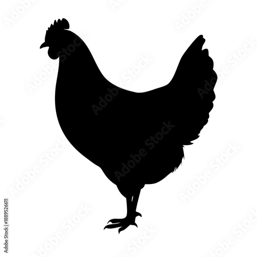 Black Chicken Hen Silhouette Vector – Farm Animal Poultry Icon for Organic Food Logo
