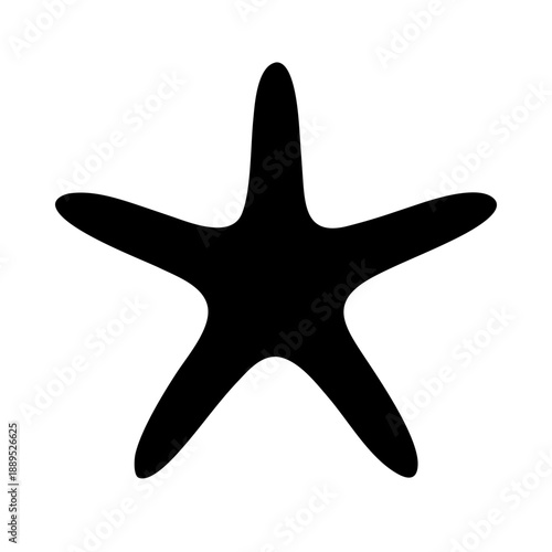 Black Starfish Silhouette Vector – Isolated Sea Star Marine Life Ocean Icon