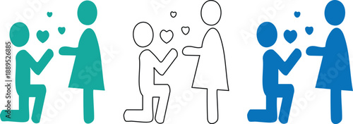 Illustrations of Proposals with Happy Couples in Love