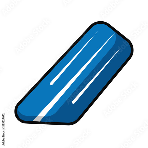 A blue eraser with white highlights