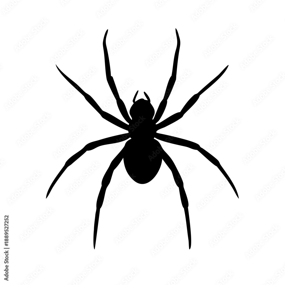Obraz premium Black Spider Silhouette Vector – Creepy Crawly Insect Icon for Halloween and Nature Design