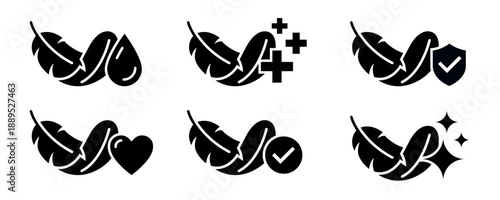 Sensitive skin icon set. Organic cosmetic skin care components for healthy and hydrated skin. Sensitive skin label, logo, badge, sign, symbol, banner, black, line, flat vector, isolated illustration.