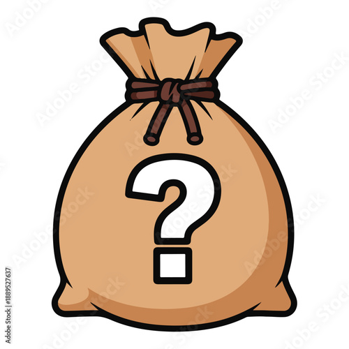 A brown bag with a question mark
