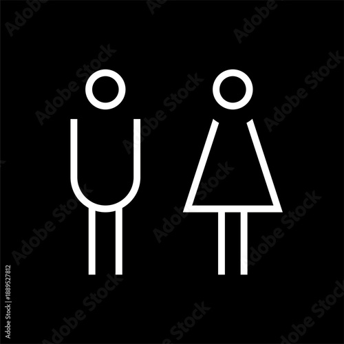 Male Female Restroom Sign Icon, Unisex Toilet Symbol for Public Building Wayfinding