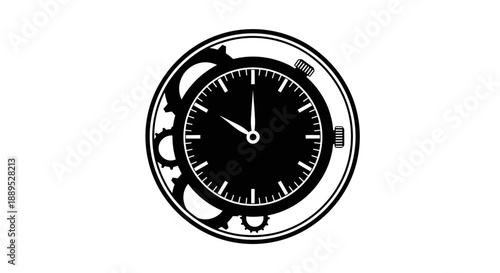 Steampunk pocket watch with gears illustration.