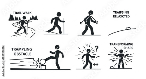 Stick Figure Actions And Transformations Collection.