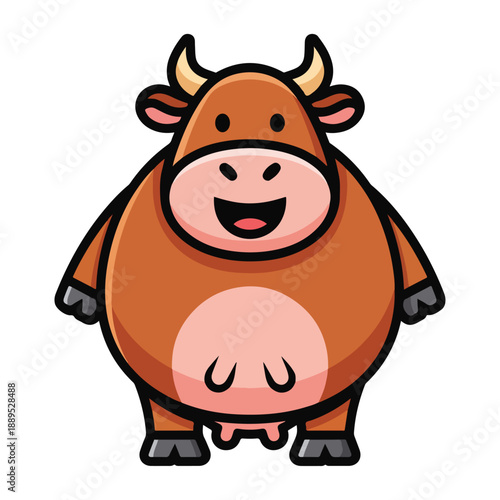A cartoon bull with a cheerful expression