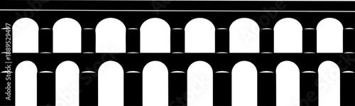 Two tiered roman aqueduct arches architectural silhouette