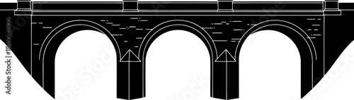 Triple arch viaduct masonry structure silhouette