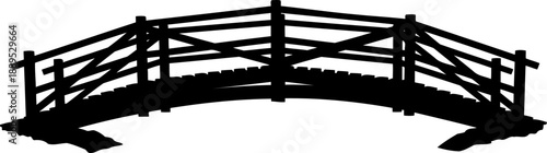 Simple wooden footbridge silhouette with railing
