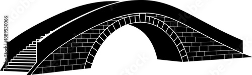 Pedestrian stone arch crossing with steps silhouette