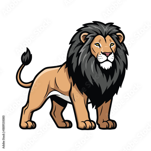 A cartoon lion with a big mane