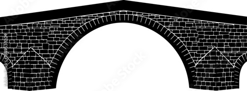 Old world stone masonry arch bridge silhouette