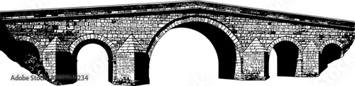Multi-span roman style stone bridge silhouette