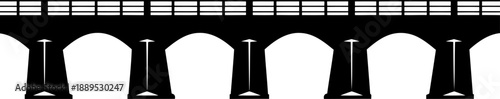 Modern multi-arch concrete viaduct silhouette side profile