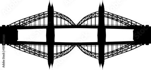 Modern cable-stayed bridge symmetrical silhouette