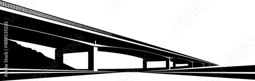 Modern concrete highway overpass perspective silhouette