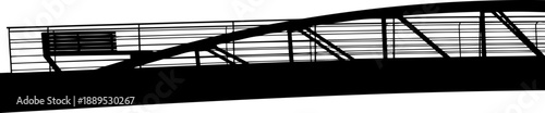 Modern bridge railing and steel beam construction detail silhouette