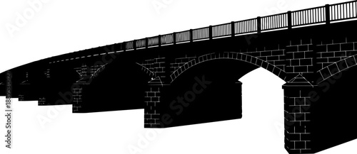 Masonry viaduct silhouette with multiple arches and stone pillars