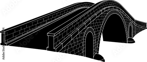Masonry arch bridge perspective silhouette