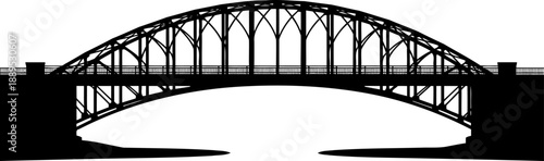 Large steel bowstring arch bridge silhouette side profile