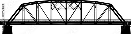 Large steel girder truss bridge side silhouette
