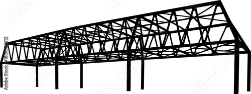 Large industrial steel framework bridge perspective