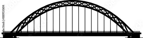 Large industrial arched truss bridge silhouette for heavy transport