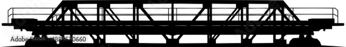 Industrial steel truss bridge silhouette with flat horizontal profile