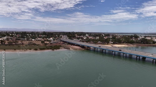 Wallpaper Mural Port Augusta City, South Australia – 4K aerial drone footage of residential houses, urban estates, bridges, river, traffic, Spencer Gulf and regional city landscape Torontodigital.ca