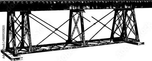 Industrial bridge support structure silhouette with steel trestles
