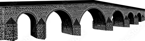 Historic stone viaduct silhouette with multiple masonry arches