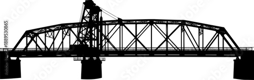 Heavy industrial lift bridge silhouette with truss structure