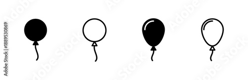 Balloon icon set. party balloon icon decoration birthday vector. Balloon black silhouette icon