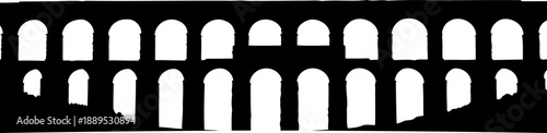 Grand roman style aqueduct silhouette with double tier arch structure