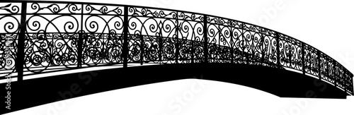 Decorative metal arch bridge with ornate scrollwork