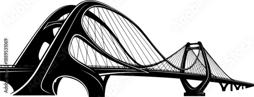 Contemporary cable-stayed bridge architectural silhouette