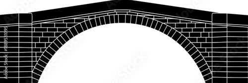 Classic stone arch bridge silhouette with masonry detail