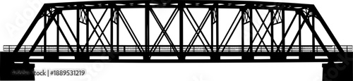 Bowstring truss bridge metal framework silhouette